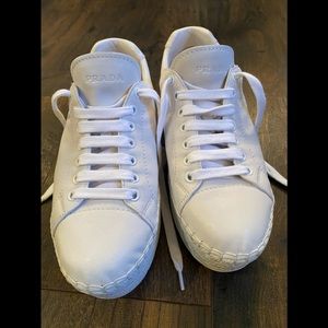 Prada white platform sneakers